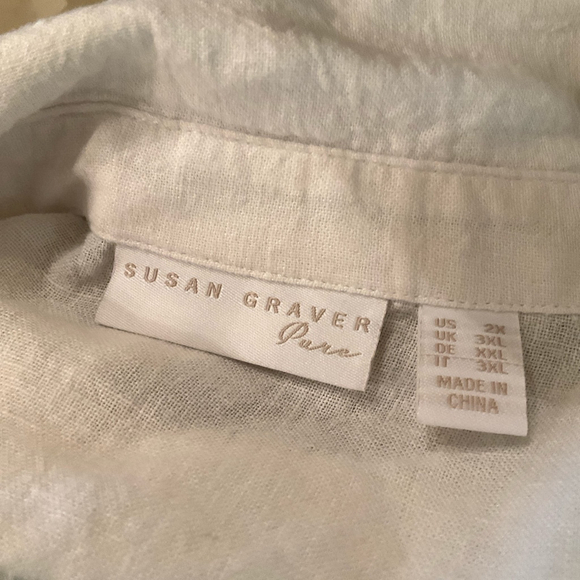 Susan Graver Pure Womens 3X Dressy Linen Rayon Shirt Pockets Lagenlook Top - Picture 8 of 8